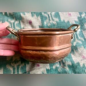 Vintage Copper Hexagon Planter Brass Handles Handmade